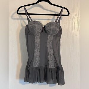 Adore Me | Charcoal Lace Chemise | Size Medium